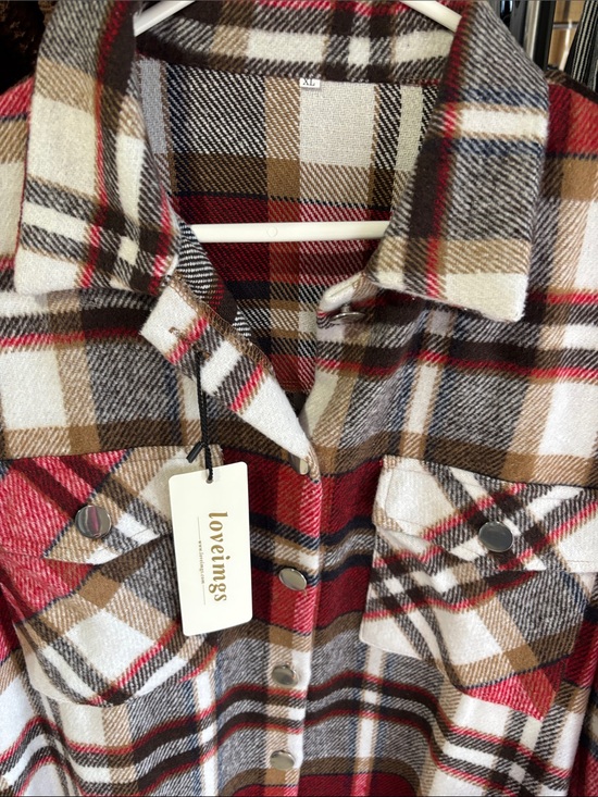 Loveimgs Jackets & Blazers - Loveimgs Red Plaid Shacket with Chest Pockets